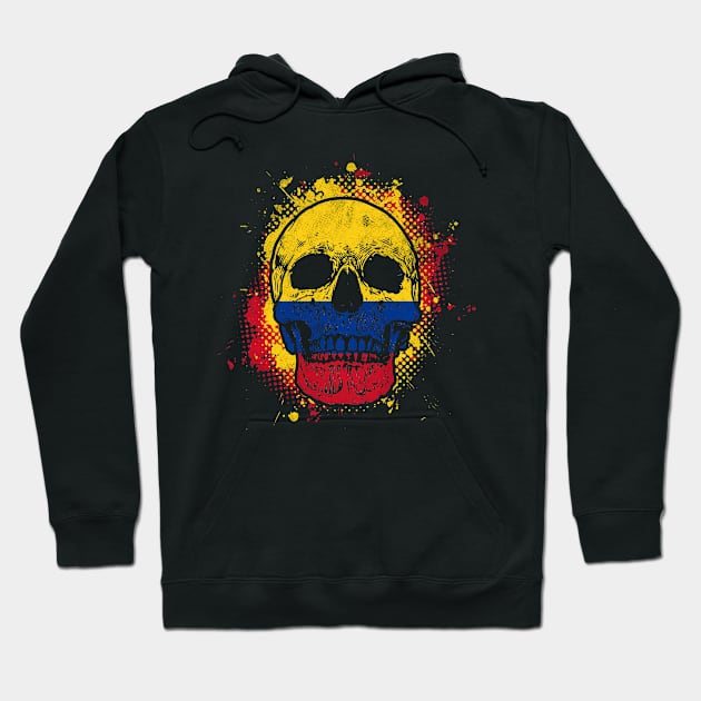 Colombian Flag Skull Hoodie by Mila46